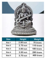 Saraswati Idol In Pure 925 Silver - Image 3